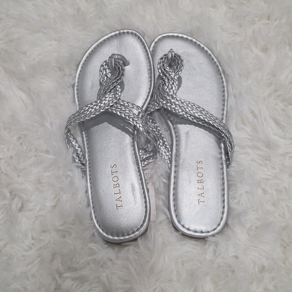 Talbots Metallic Silver Braided Sandals. Size 7. NWT! - Picture 4 of 4